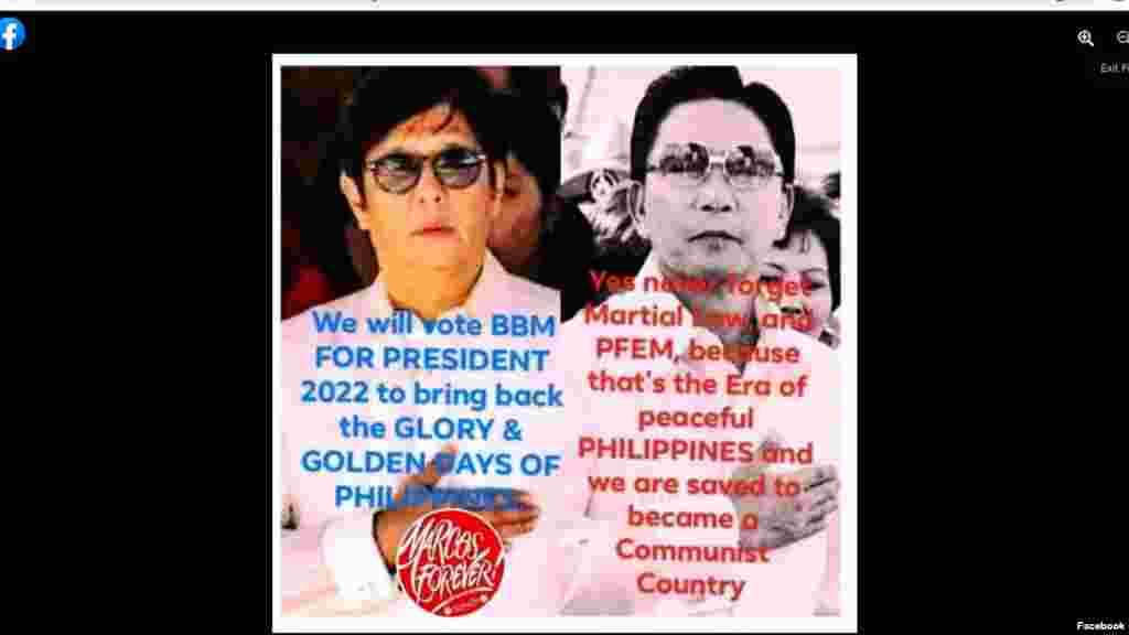 There are massive social media disinformation campaigns in the Philippines that include calling the Marcus Sr. era the &#39;Golden Days.&#39;