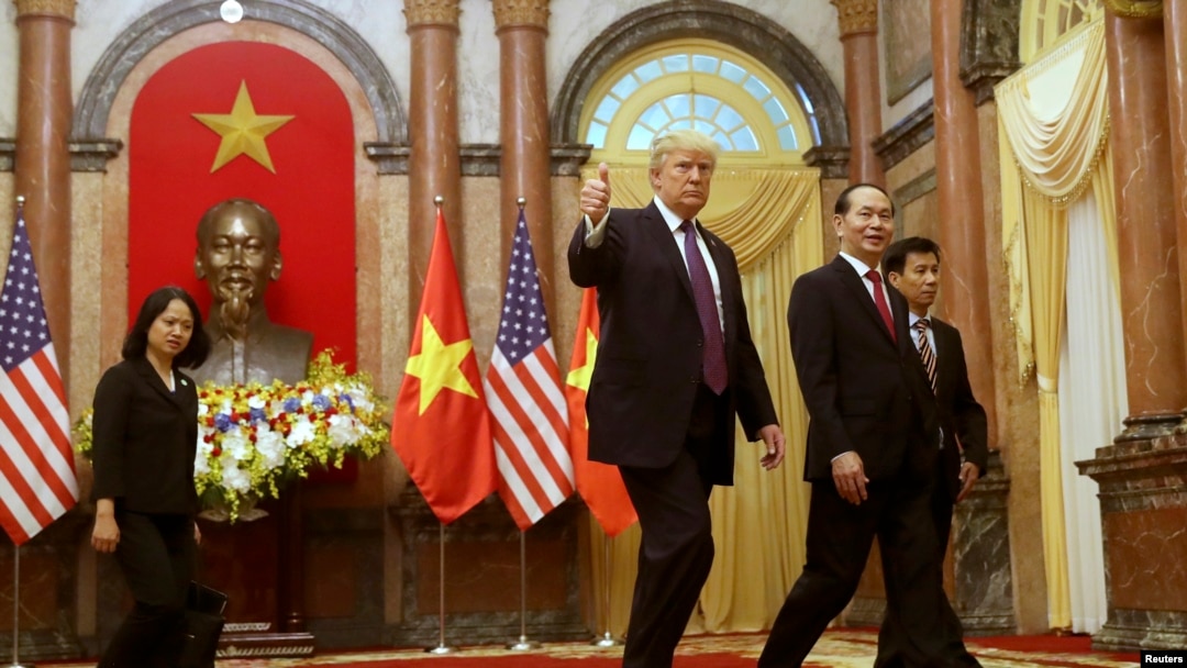 Tổng thống Mỹ Donald Trump và Chủ tịch nước Việt Nam Trần Đại Quang.