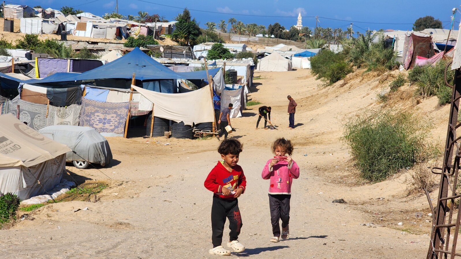 Most of the 2 million people in Gaza are displaced, living in camps or makeshift shelters such as this one in Khan Younis, Gaza, Nov. 12, 2024.