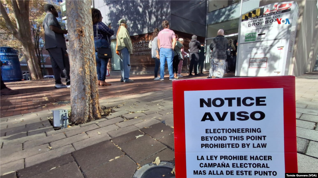 Largas filas en centros de votación en Maryland, especialmente durante la mañana. Foto captada en un centro de Silver Spring, que forma parte del condado de Montgomery.