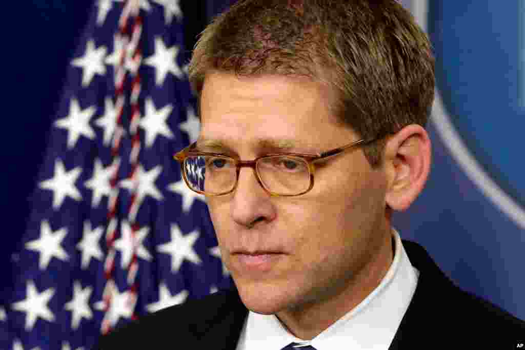 White House press secretary Jay Carney told reporters that President Barack Obama is receiving updates on the situation in Connecticut during the daily press briefing at the White House in Washington. 