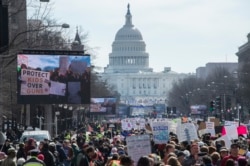 FILE: Participants take part in the March for Our Lives Rally in Washington, DC on March 24, 2018.