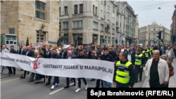 Rally in support of the victims of the Russian invasion of Ukraine, Sarajevo, May 9, 2022.