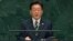 이재명 대통령이 22일 뉴욕 유엔 본부에서 기조 연설을 하고 있다.