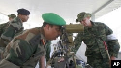 An Indian army officer looks through binoculars during a visit to a range outside the Russian city of Vladikavkaz (2010 file photo)