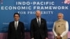 自左到右：日本首相岸田文雄、美国总统拜登和印度总理莫迪2022年5月23日在东京出席印太经济框架会议