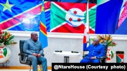 FILE: DRC President Felix Tshisekedi (L) with Burundi President Evariste NDayishimiye (R)