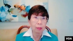 “视觉艺术家协会”主席兼董事会成员、从事人权活动40年的刘雅雅(Ann Lau)。 (美国之音，2022年5月12日)