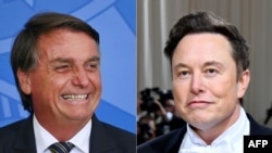 Fotomontagem de Jair Bolsonaro, Presidente do Brasil, e Elon Musk, empresário e dono da SpaceX