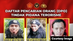 Daftar Pencarian Orang (DPO) yang memuat wajah dan nama anggota teroris MIT, kini tersisa Askar alias Jaid alias Pak Guru yang masih dicari Satgas Madago Raya. (Foto : Humas Polda Sulteng)
