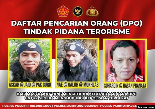 Daftar Pencarian Orang (DPO) yang memuat wajah dan nama anggota teroris MIT, kini tersisa Askar alias Jaid alias Pak Guru yang masih dicari Satgas Madago Raya. (Foto : Humas Polda Sulteng)