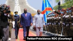 FILE: DRC President Felix Tshisekedi met his Burundi's counterpart Evarist Ndayishimiye at Nation's palace, in Kinshasa. 7.13.2022