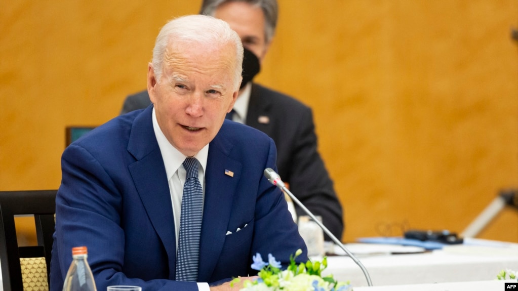 Tổng thống Hoa Kỳ Joe Biden tham dự thượng đỉnh với của lãnh đạo Bộ Tứ tại Tokyo vào ngày 24/5/2022. 