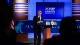 美国国务卿布林肯2022年5月26日在乔治·华盛顿大学发表讲话，概述了拜登政府的中国政策。这次活动由亚洲协会主办。