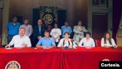 Activistas latinoamericanos rechazan invitación de Cuba, Nicaragua y Venezuela a la IX Cumbre de las Américas. Madrid, España.