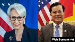 Thứ trưởng Ngoại giao Hoa Kỳ Wendy Sherman và Thứ trưởng Ngoại giao Việt Nam Hà Kim Ngọc. Photo: state.gov, VNA.