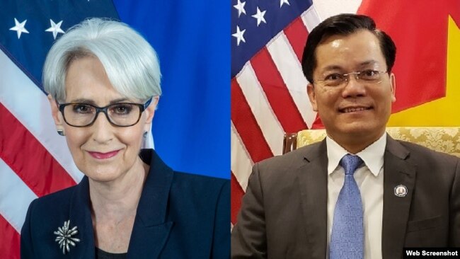 Thứ trưởng Ngoại giao Hoa Kỳ Wendy Sherman và Thứ trưởng Ngoại giao Việt Nam Hà Kim Ngọc. Photo: state.gov, VNA.