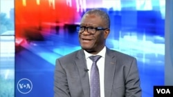 Nobel Peace Prize laureate Dr. Denis Mukwege, gynecological surgeon, talks with VOA in this screengrab from a May 18, 2022, interview. 