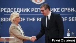 Predsednik Srbije Aleksandar Vučić sastao se danas sa ministarkom odbrane Nemačke Kristine Lambreht (Foto: Instragram/@avucic)