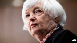 FILE - Treasury Secretary Janet Yellen testifies before the Senate Banking, Housing, and Urban Affairs Committee hearing, May 10, 2022, in Washington. The U.S. will close the last avenue for Russia to pay back its billions in debt to international investors on May 25.