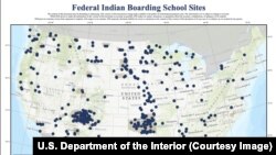 A map of Federal Indian Boarding School Sites identified by the Federal Indian Boarding School Initiative at the Department of the Interior. Source: Appendix C, Volume 1 of Federal Indian Boarding School Initiative Investigative Report