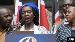 Martha Karua prononce son discours d'acceptation à Nairobi le 16 mai 2022.