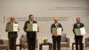 Ceremonia de firma de documentos durante el lanzamiento de negociaciones entre el gobierno venezolano y la oposición, en el Museo Nacional de Antropología en la Ciudad de México el 13 de agosto de 2021.