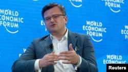 Дмитро Кулеба, міністр закордонних справ України, на Всесвітньому Економічному форумі у Давосі в Швейцарії. 25 травня 2022 р.