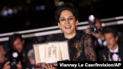 Zahra Amir Ebrahimi, winner of the award for best actress for "Holy Spider" following the awards ceremony at the 75th international film festival, Cannes, France, May 28, 2022.