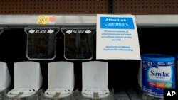 Shelves typically stocked with baby formula sit mostly empty at a store in San Antonio, May 10, 2022. 