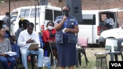 WHO representative Dr. Gertrude Chapotera speaking during the launch of cholera vaccination campaign in Zingwangwa township in Blantyre, May 23, 2022. (Lameck Masina/VOA)