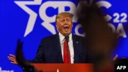 (FILE) In this file photo taken on Feb. 26, 2022, former President Donald Trump speaks at the Conservative Political Action Conference 2022 (CPAC) in Orlando, Florida.