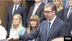 Predsednik Srbije Aleksandar Vučić polaže zakletvu u Skupštini Srbije za drugi mandat, Beograd 31. maj 2022. 