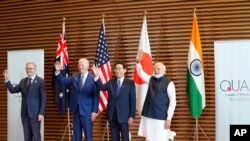 Avustralya Başbakanı Anthony Albanese, ABD Başkanı Joe Biden, Japonya Başbakanı Fumio Kişida ve Hindistan Başbakanı Narendra Modi.