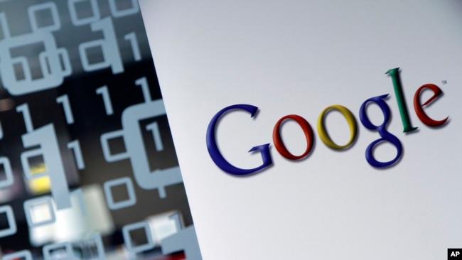 This March 23, 2010, file photo shows the Google logo at the Google headquarters in Brussels, Belgium. (AP Photo/Virginia Mayo, File)