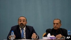 Israel Journalist KillePalestinian Attorney General Akram Al Khateeb, left, and spokesperson for the Palestinian Presidency, Nabil Abu Rudeineh announce the results of the Palestinian investigation into the death of Palestinian-American Al-Jazeera journal