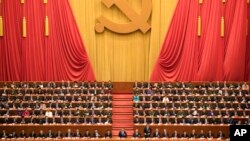 中共总书记习近平在中共十九大开幕式上。（资料照片，2017年10月18日）