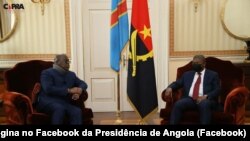 Perezida Félix Tshisekedi, wa RDC na mugenzi we wa Angola, Joao Lourenco i Luanda, kw'itariki ya 31/05/2022