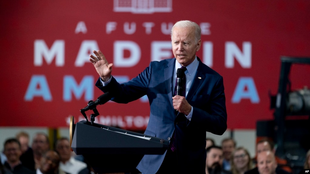 Tổng thống Joe Biden phát biểu tại United Performance Metals ở Hamilton, Ohio, ngày 6 tháng 5 năm 2022. 