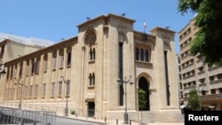 FILE - A general view shows the parliament building, ahead of the parliamentary election, in downtown Beirut, Lebanon, May 12, 2022.
