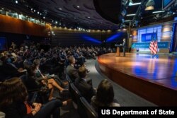 토니 블링컨 미국 국무장관이 26일 조지워싱턴대학에서 바이든 행정부의 ‘대중국 전략’에 대해 연설했다.