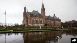 Vista del exterior de la Corte Internacional de Justicia de la ONU, en La Haya, Holanda, el 2 de febrero de 2018. 