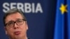 Presiden Serbia Aleksandar Vucic hadir dalam sebuah konferensi pers di Belgrade, Serbia, pada 8 September 2021. (Foto: AP/Darko Vojinovic)