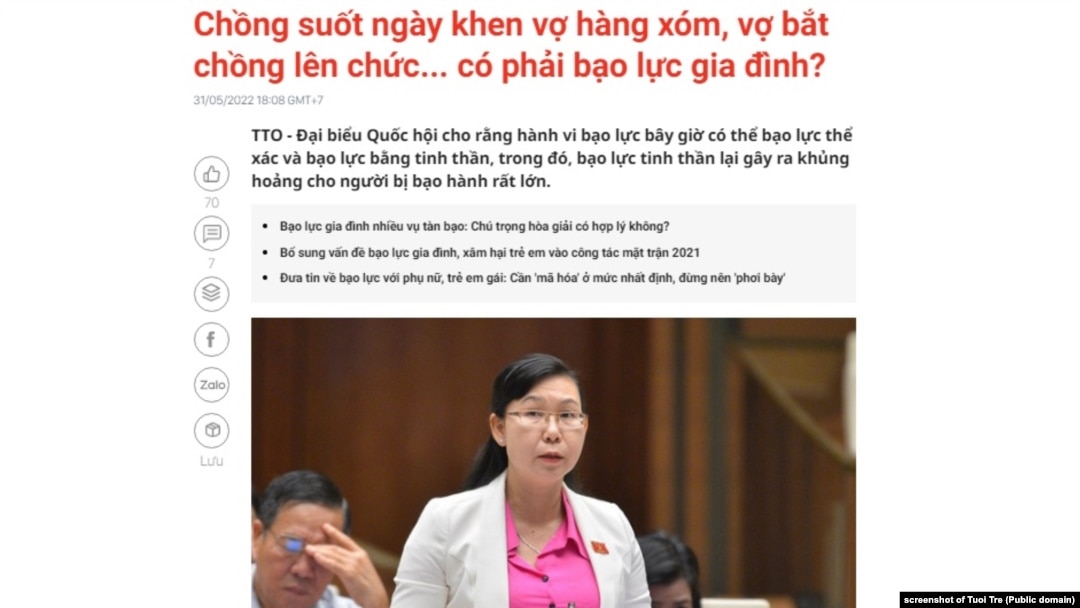 Dự thảo luật sửa đổi về bạo lực gia đình được thảo luận ở Quốc hội Việt Nam hôm 31/5/2022.