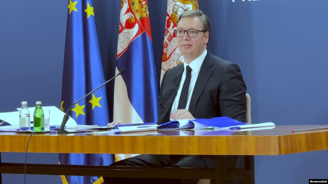 Predsednik Srbije Aleksandar Vučić na konferenciji za novinare, arhivska fotografija