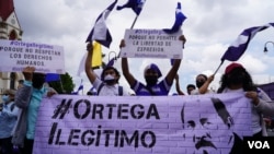 Una manifestación de nicaragüenses este domingo 29 de mayo de 2022 en Costa Rica. [Foto Houston Castillo, VOA]