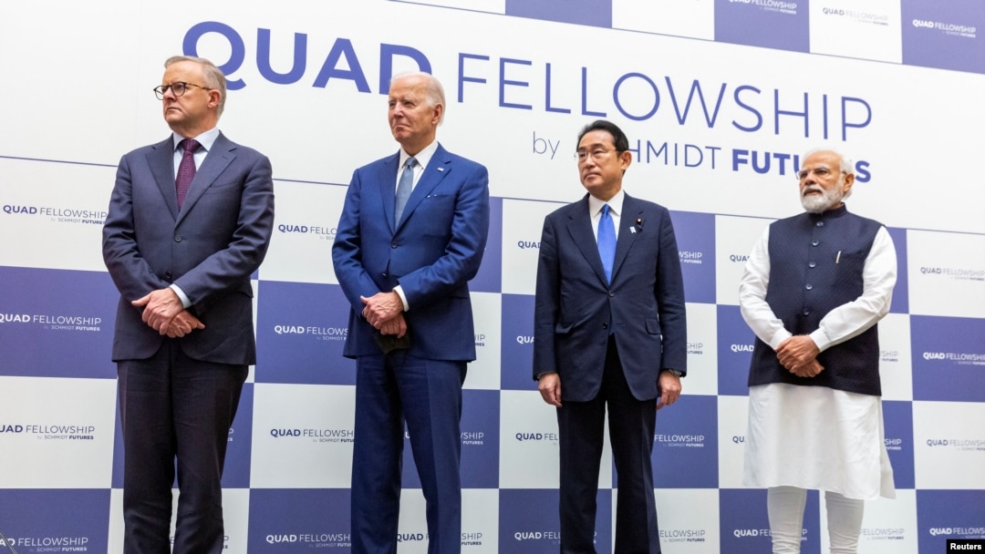 Premijer Australije Entoni Albaniz, predsednik SAD Džo Bajden, premijer Japana Fumio Kišida i premijer Indije Narendra Modi prisustvuju svečanom delu samita posvećenom saradnji četiri zemlje, u Tokiju, Japan, 24. maja 2022.