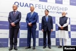 Australian Prime Minister Anthony Albanese, U.S. President Joe Biden, Japanese Prime Minister Fumio Kishida, and Indian Prime Minister Narendra Modi attend the Japan-U.S.-Australia-India Fellowship Founding Celebration event, in Tokyo, Japan, May 24, 2022. Recently elected Albanese, pledged to deepen relations with the Quad and with the U.S.