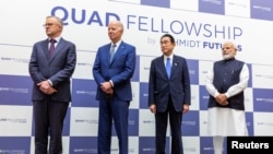 Perdana Menteri Australia Anthony Albanese (dari kiri ke kanan), Presiden AS Joe Biden, Perdana Menteri Jepang Fumio Kishida, dan Perdana Menteri India Narendra Modi menghadiri pertemuan alaiansi Quad di Tokyo, Jepang, pada 24 Mei 2022. (Foto: Pool via Reuters/Yuichi Yamazaki)
