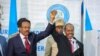 Somalia's Elected President Hassan Sh. Mohamud and the outgoing president Mohamed Abdullahi Farmaajo